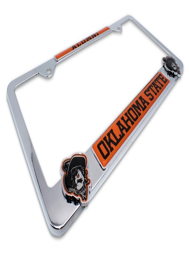 Elektroplate Officially Licensed – Oklahoma State University Alumni Chrome Metal License Plate Frame with 3D Logos affixed | Premium Metal Car Tag Holder | Weather-Proof Automotive Accessory - Image 4