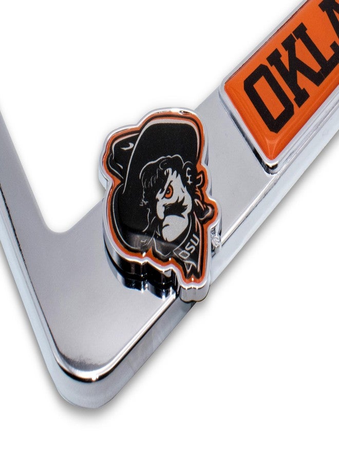 Elektroplate Officially Licensed – Oklahoma State University Alumni Chrome Metal License Plate Frame with 3D Logos affixed | Premium Metal Car Tag Holder | Weather-Proof Automotive Accessory - Image 3