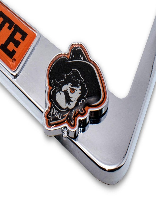 Elektroplate Officially Licensed – Oklahoma State University Alumni Chrome Metal License Plate Frame with 3D Logos affixed | Premium Metal Car Tag Holder | Weather-Proof Automotive Accessory - Image 5