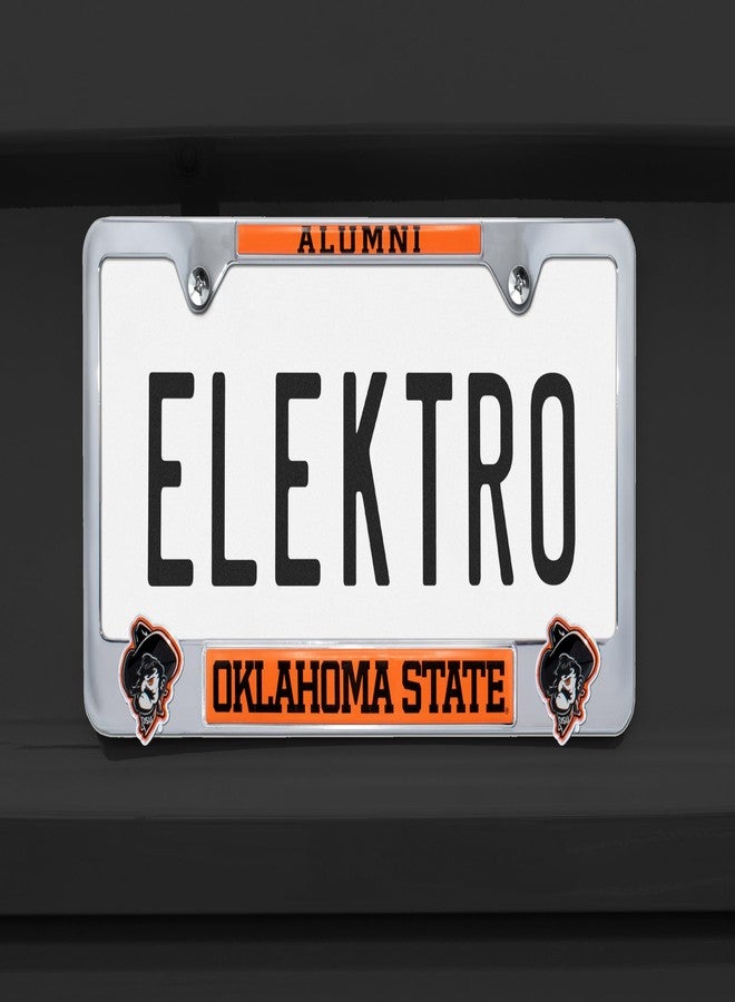 Elektroplate Officially Licensed – Oklahoma State University Alumni Chrome Metal License Plate Frame with 3D Logos affixed | Premium Metal Car Tag Holder | Weather-Proof Automotive Accessory - Image 2