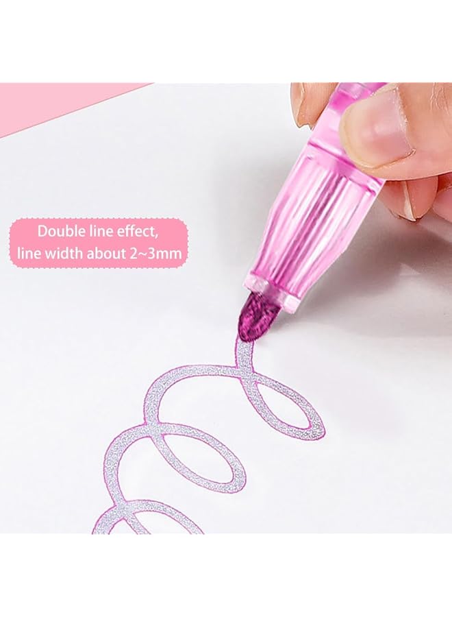 erorex Double Line Outline Pens 12 Colors Glotter Pens Outline Metalic Marker Writing Drawing Pens For Card Writing Birthday Greeting Painting Presents For Kids Diy Art Crafts Pack Of 12 - Image 4