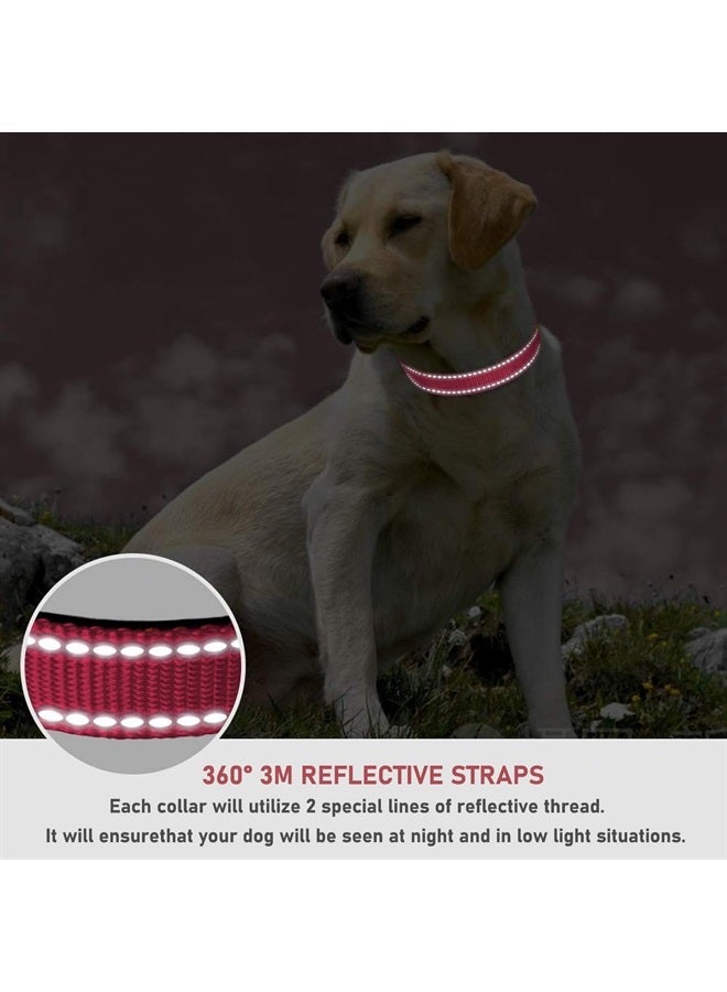 BOOMIBOO Reflective Dog Collar with Buckle Adjustable Safety Nylon Collars for Small Medium Large Dogs, Light Pink L - Image 3