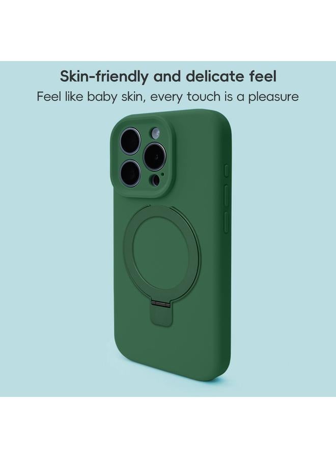 S-TOP Case For iPhone 12 Pro Precision Hole Liquid Silicone MagSafe Metal Ring Holder Phone Case - Image 5