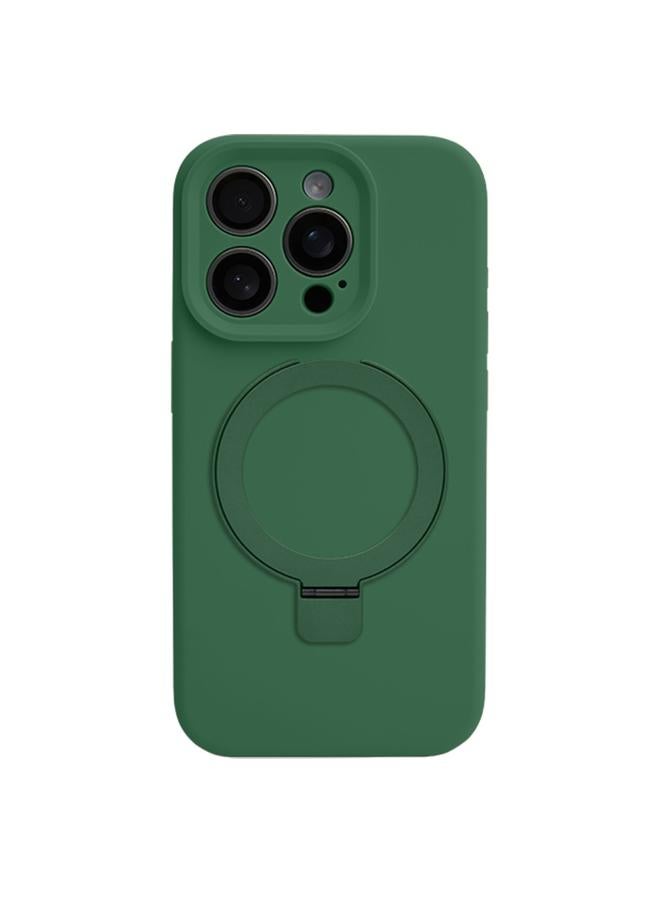 S-TOP Case For iPhone 12 Pro Precision Hole Liquid Silicone MagSafe Metal Ring Holder Phone Case - Image 1