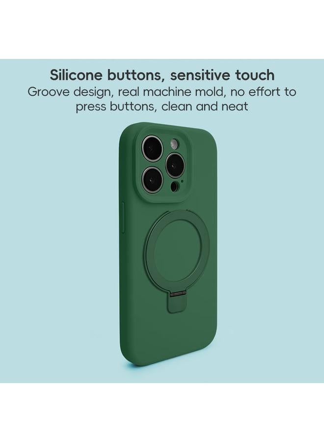 S-TOP Case For iPhone 12 Pro Precision Hole Liquid Silicone MagSafe Metal Ring Holder Phone Case - Image 4