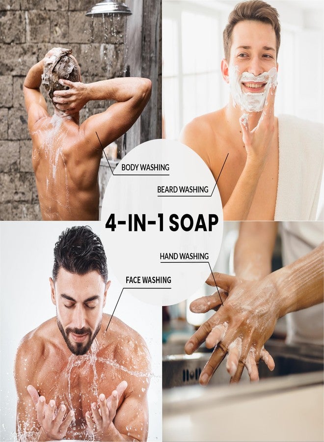 Rinse & Robust Mens Bar Soap Cleansing Bar Moisturizing & Exfoliating Scrub Soap Gift Set for Men | 4 in 1 Face Body Hand Beard Wash | Cinnamon, Lemon Cedar, Mint Ice Chips, Tobacco | 5.3 oz of 4 Bars - Image 3