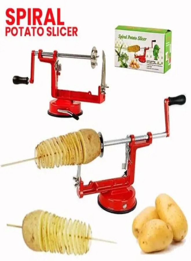 Potato Slicer And Potato Cutter Red Color Spiral Potato Slicer Red/Sliver - Image 3