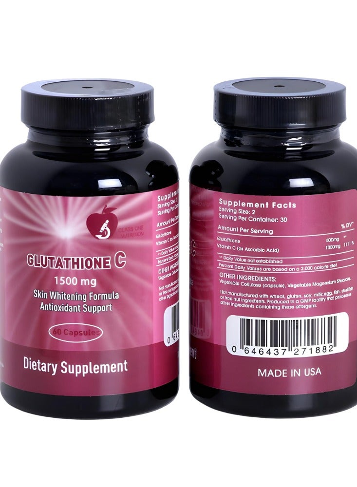 Glutathione C – 1500mg Antioxidant Support with Vitamin C (60 Capsules)
