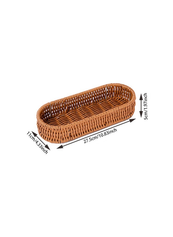 1pcs Hand Woven Oval Tableware Organizer Tray，Moisture-Proof  Kitchen Multifunctional Rattan Storage Basket，Durable Large Capacity Utensils Holder For Countertop - Image 5
