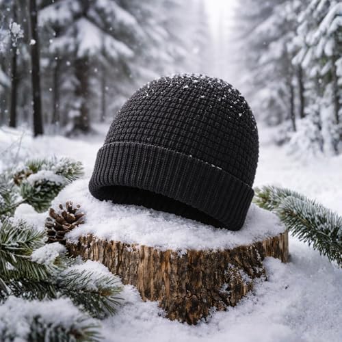 ZIBELL Winter Beanie Cap for Men, Slouchy Style, Lightweight Acrylic, One Size, Warm and Windproof for Adults Black - Image 5