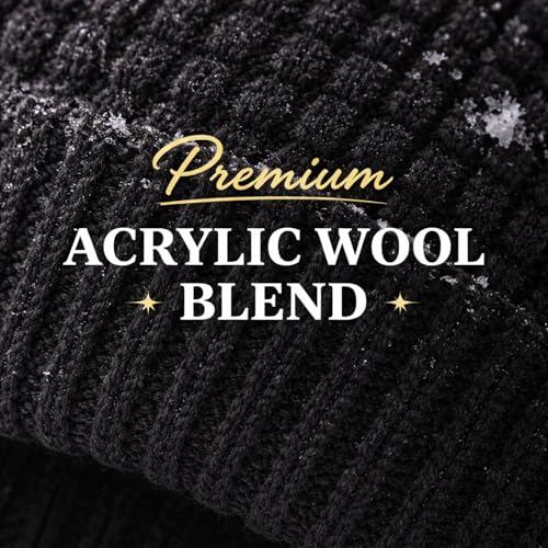 ZIBELL Winter Beanie Cap for Men, Slouchy Style, Lightweight Acrylic, One Size, Warm and Windproof for Adults Black - Image 4