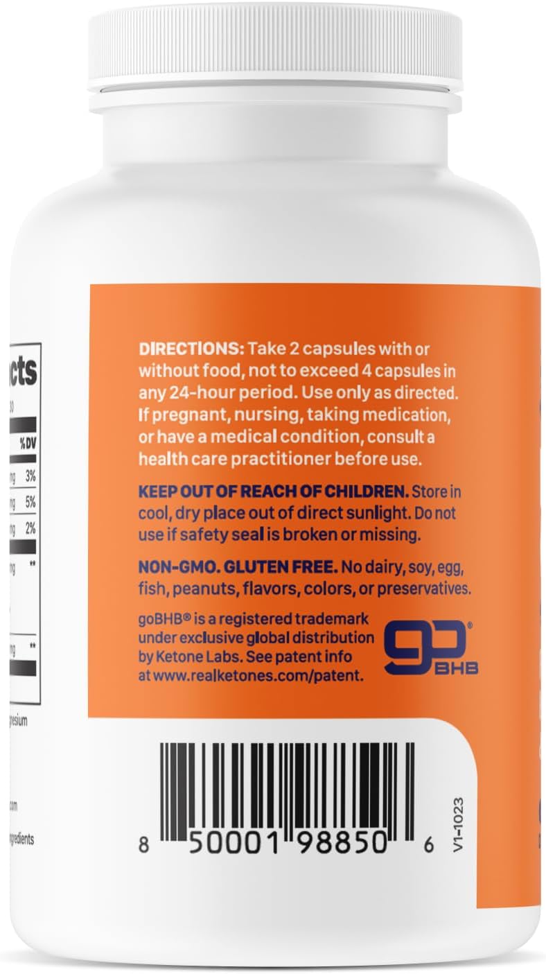 Real Ketones كبسولات كيتو BHB الأملاح الصوديوم والكالسيوم والمغنيسيوم مع الكافيين كبسولات BHB مع براءة اختراع goBHB بيتا هيدروكسي بيوتيرات الإلكتروليتات مكمل الكيتونات الخارجية لزيادة الطاقة والتركيز والكيتوزيس - Image 2