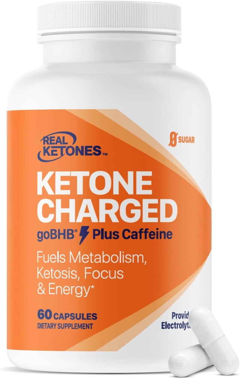 Real Ketones كبسولات كيتو BHB الأملاح الصوديوم والكالسيوم والمغنيسيوم مع الكافيين كبسولات BHB مع براءة اختراع goBHB بيتا هيدروكسي بيوتيرات الإلكتروليتات مكمل الكيتونات الخارجية لزيادة الطاقة والتركيز والكيتوزيس - Image 1
