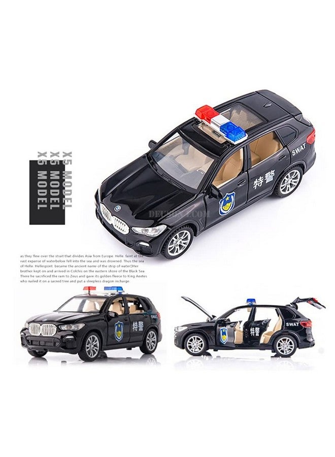 DEUSON ECOM 1:32 Police Toy Car for Kids Diecast Metal Model Cars for Boy Police Car Light Sound Pull Back Openable Door - Image 4