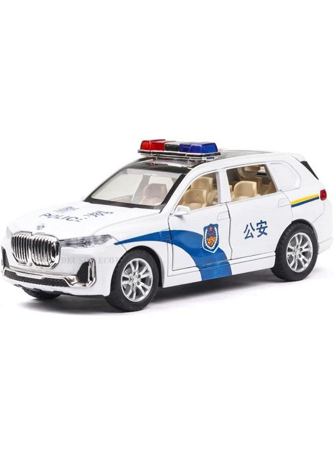DEUSON ECOM 1:32 Police Toy Car for Kids Diecast Metal Model Cars for Boy Police Car Light Sound Pull Back Openable Door - Image 1