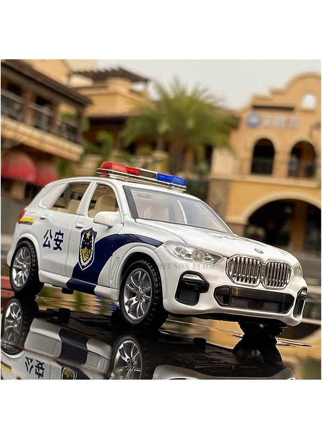 DEUSON ECOM 1:32 Police Toy Car for Kids Diecast Metal Model Cars for Boy Police Car Light Sound Pull Back Openable Door - Image 5