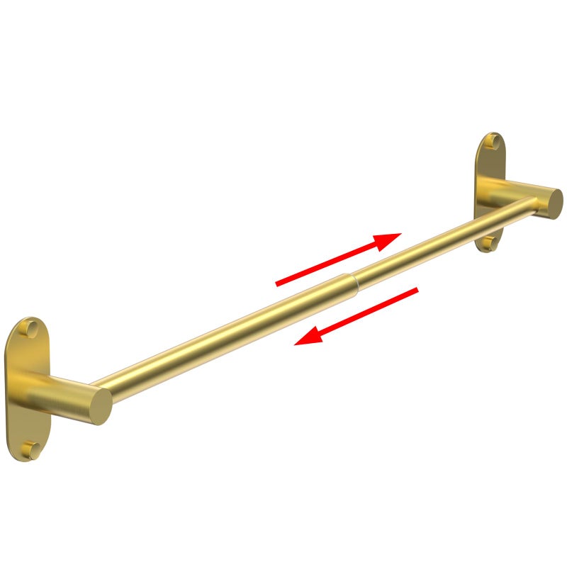 MIROAMZ Towel Bar, Adjustable 14.4inch - 25.2inch Towel Rack, Self Adhesive & Wall Mounted for Bathroom Kitchen Hand Towel Holder Cloths Hanger 304 Stainless Steel Organizer Single Bar (1, Gold) - Image 1