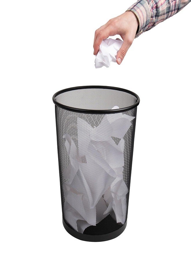 Black metal mesh wastebasket - Image 1