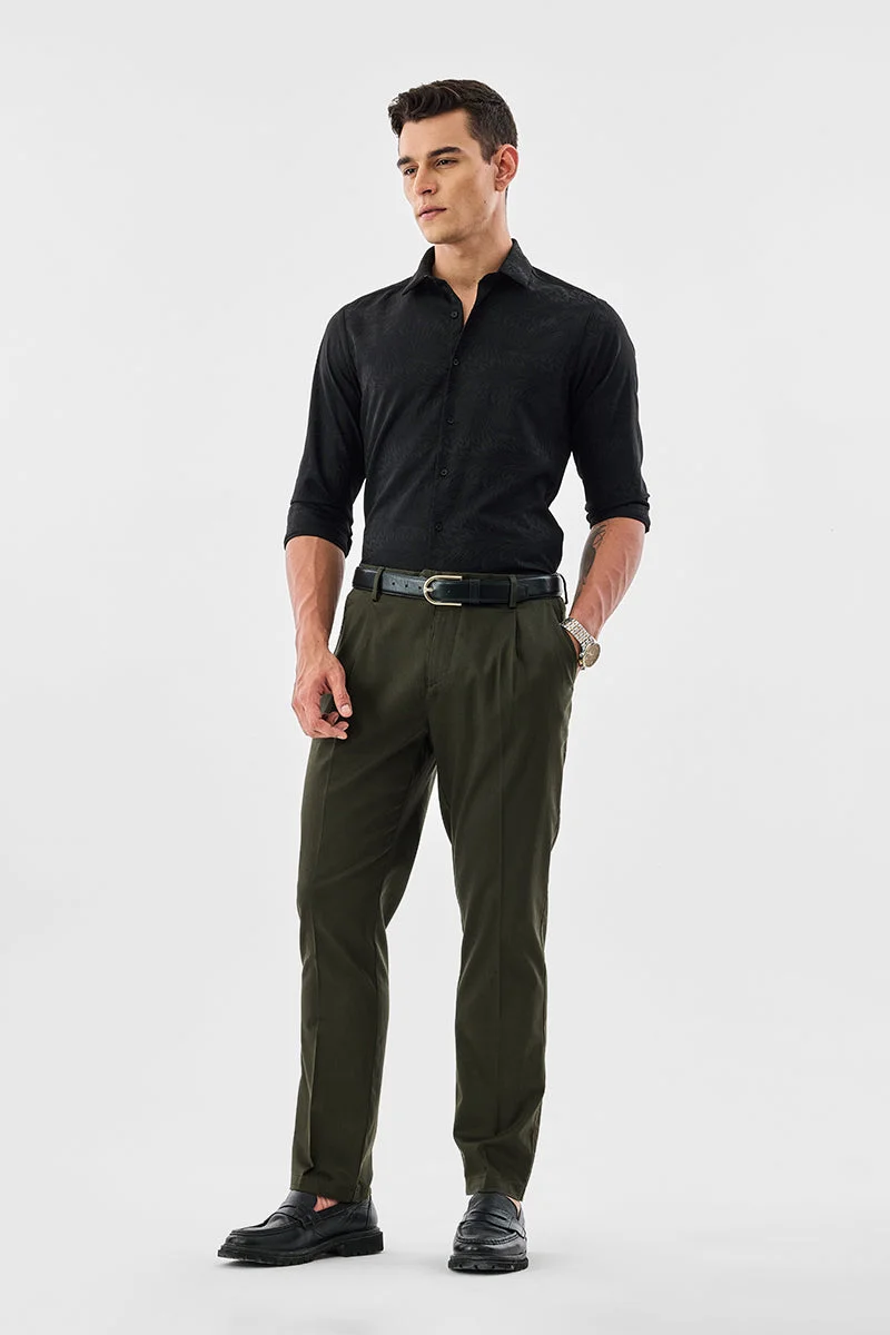 SNITCH Slim Fit Stretch Pleated Trousers