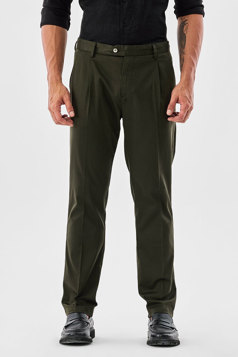 SNITCH Slim Fit Stretch Pleated Trousers - Image 3