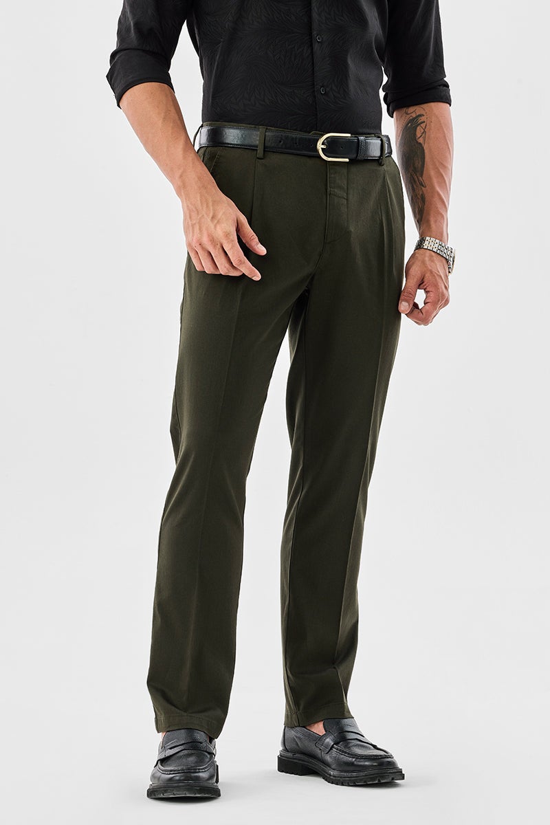 SNITCH Slim Fit Stretch Pleated Trousers - Image 1