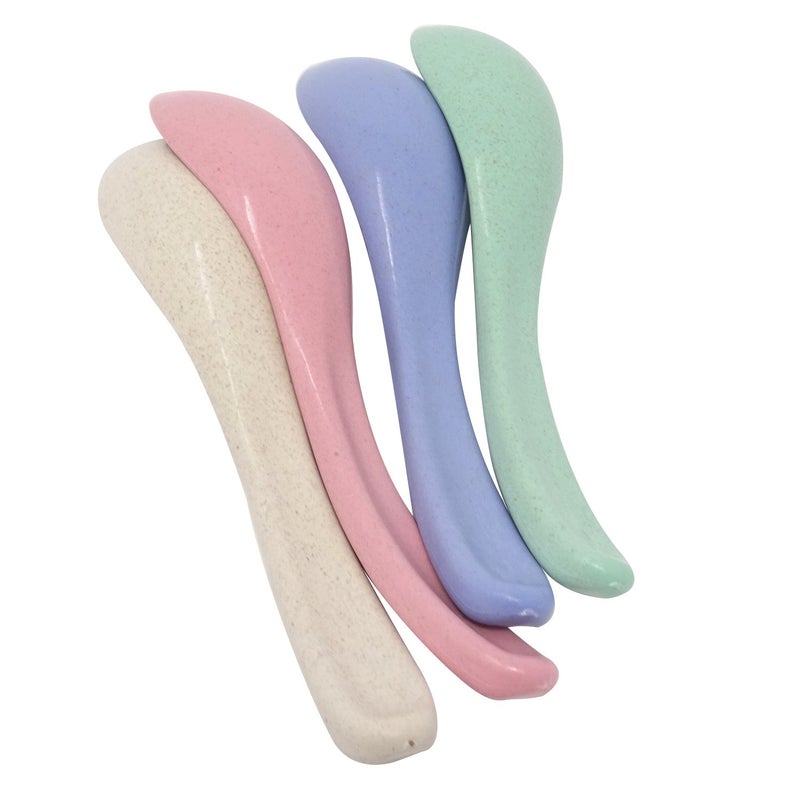Honbay 4PCS 15cm/5.9Inch Boreal Europe Style Eco-Friendly Wheat Straw Colourful Soup Spoons Chinese WonTon Soup Spoon - Image 2