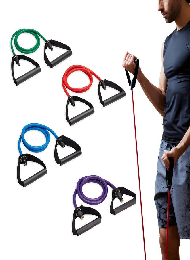 SPRI Xertube Resistance Bands with Handles - All Exercise Cords Sold Separately with Home Gym Workout Fitness Door Anchor Attachment Option -SPRI XERTUBES 4 Multi-Pack - Multi - Image 1