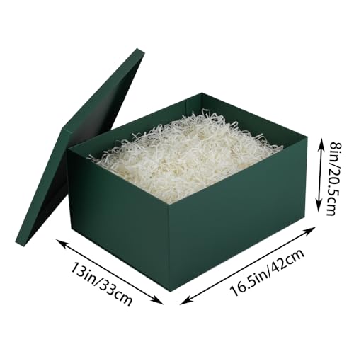 UoeRing 1Pcs Green Extra Large gift box with lids 165138 Inches gift boxes for presentsBirthday Box include Ribbon Paper Shred Filler Gift Card Envelopes - Image 3