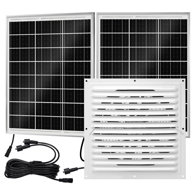 TXL HighSpeed Solar Attic Fan Kit 2pcs 20W Solar Panels 25W DC Fan Max 1500RPM Plug and Play for Attic Roof Vent Greenhouse or Chicken Coop - Image 2