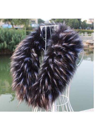 Generic - Imitation fox fur collar womens shawl big fur collar scarf warm imitation fur collar foreign trade thickened imitation fur fur collar Black background white tip (length 100cm * 17cm) - Image 1