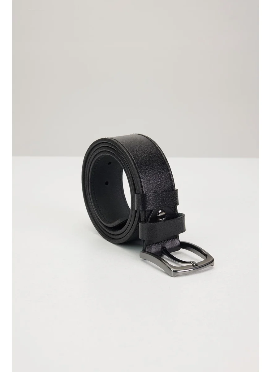 تودورس Men's Leather 4 cm Sport Black Belt