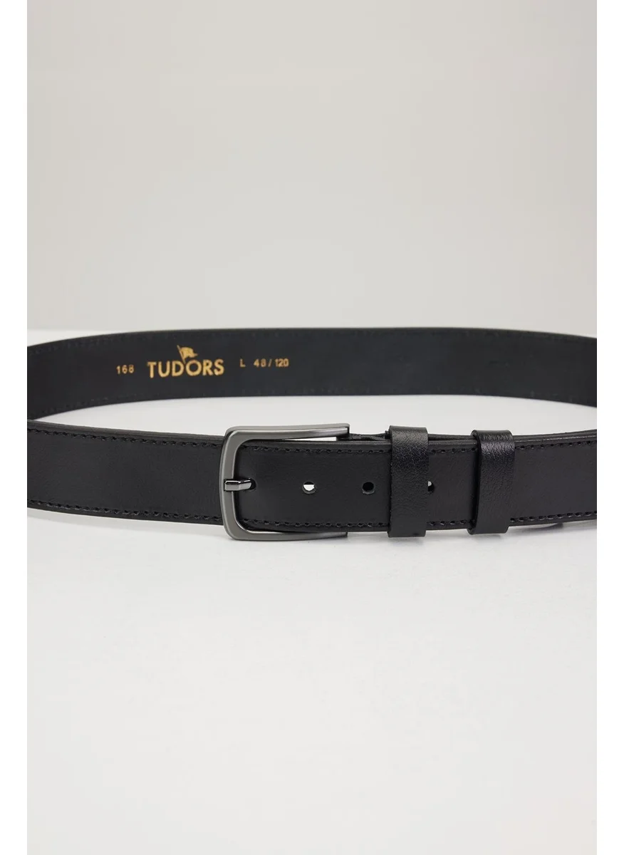تودورس Men's Leather 4 cm Sport Black Belt