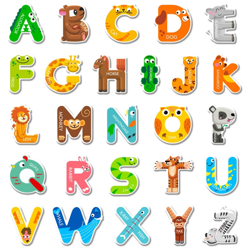 Whaline 52Pcs Alphabet Letters Thick Gel Clings Cute Animals Alphabet ABC Window Gel Decals Colorful Uppercase Animals Stickers for Toddlers Educational Spelling Learning Home Classroom Nursery Decor - Image 3