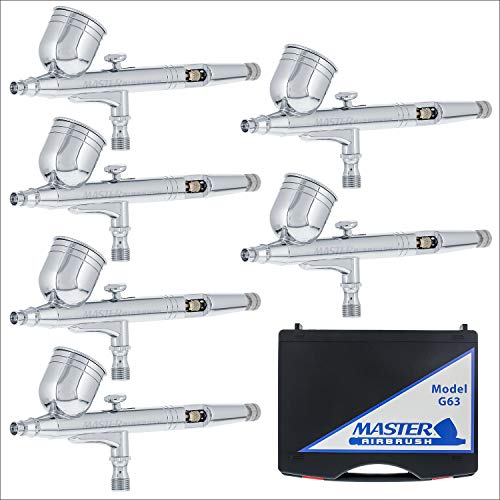 Master Airbrush 6 Pack Set of Multi-Purpose Precision Dual-Action Gravity Feed Airbrushes - Image 1