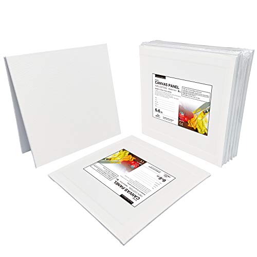 PHOENIX Small Painting Canvas Panels 6x6 Inch, 12 Value Pack - 8 Oz Triple Primed 100% Cotton Acid Free Square Canvas Boards for Painting, White Blank Flat Canvas Boards for Acrylic, Oil Paints - Image 5
