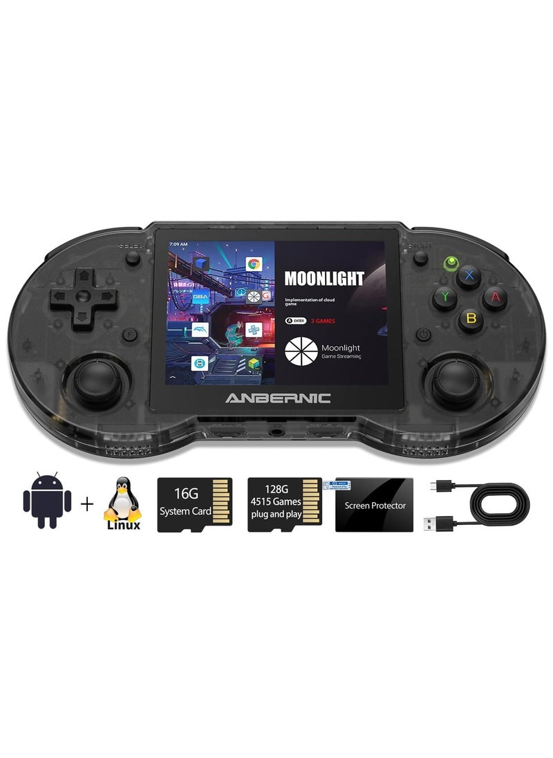 ANBERNIC  ANBERNIC RG353P Handheld Game Console Support 5G WiFi 4.2 Bluetooth Dual OS +Android 11, Linux RK3566 64BIT 3.5 Inch IPS Screen 3500mAh Battery (Black 128G)  - Image 1