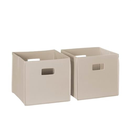 RiverRidge Folding Storage Bins with Handles Taupe Cube Storage Organizer for Closet, Bedroom & Playroom - Closet Organizers and Storage Set of 2 - Image 1