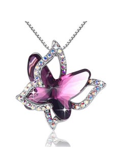 Generic Butterfly Crystal Necklace - Silver Tone Band 45.72cm+5.08cm, Chain Necklace is a gift for women and girls on Mother's Day Anniversary Birthday, with crystal  - Image 1