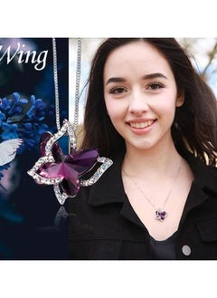 Generic Butterfly Crystal Necklace - Silver Tone Band 45.72cm+5.08cm, Chain Necklace is a gift for women and girls on Mother's Day Anniversary Birthday, with crystal  - Image 2