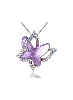 Generic Butterfly Crystal Necklace - Silver Tone Band 45.72cm+5.08cm, Chain Necklace is a gift for women and girls on Mother's Day Anniversary Birthday, with crystal  - Image 3