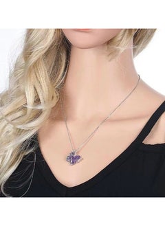 Generic Butterfly Crystal Necklace - Silver Tone Band 45.72cm+5.08cm, Chain Necklace is a gift for women and girls on Mother's Day Anniversary Birthday, with crystal  - Image 4