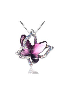 Generic Butterfly Crystal Necklace - Silver Tone Band 45.72cm+5.08cm, Chain Necklace is a gift for women and girls on Mother's Day Anniversary Birthday, with crystal  - Image 5