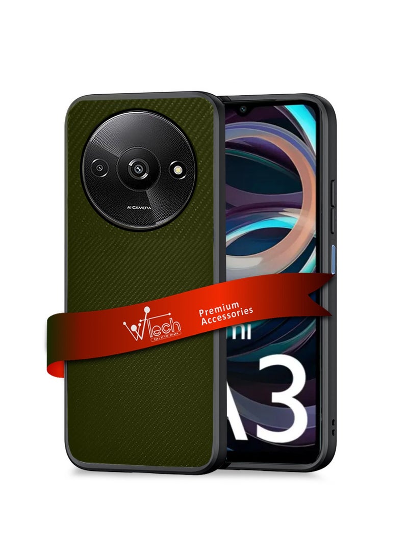 Wtech Silicone Hard Back Fabric Texture Side TPU Case Cover For Xiaomi Redmi A3 4G 2024 Olive - Image 1