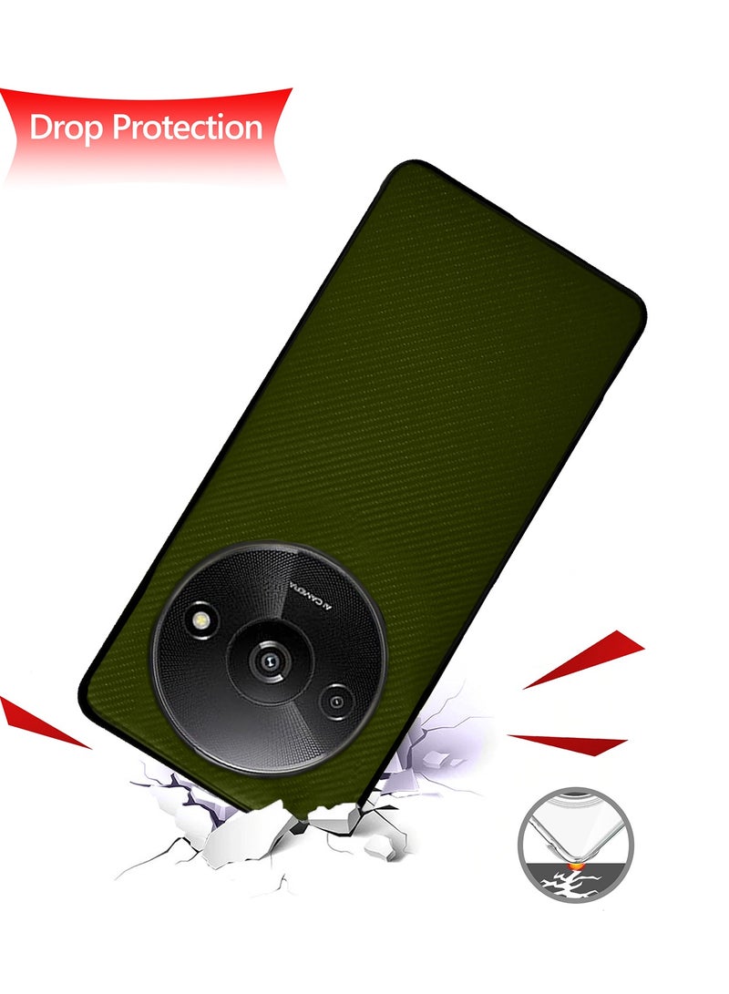 Wtech Silicone Hard Back Fabric Texture Side TPU Case Cover For Xiaomi Redmi A3 4G 2024 Olive - Image 5