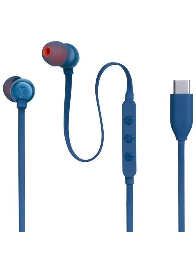 Wired Type-C Earbuds: Hi-Res Audio, DAC-Powered, Pure Bass Blue. In-Ear Headphones with Tangle-Free Cable, Mic, and Easy 3-Button Control for Phones & Laptops. - Image 1