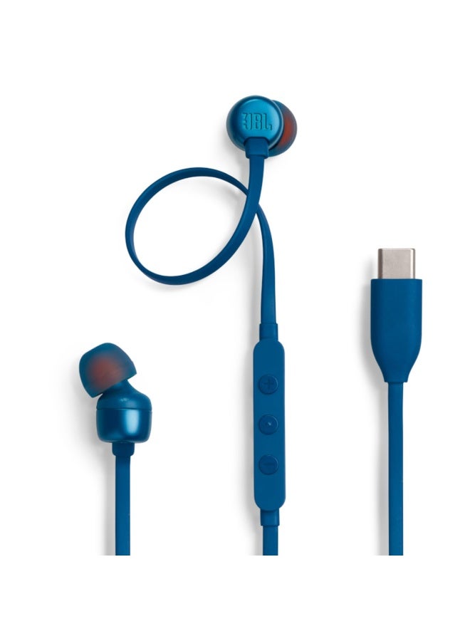 Wired Type-C Earbuds: Hi-Res Audio, DAC-Powered, Pure Bass Blue. In-Ear Headphones with Tangle-Free Cable, Mic, and Easy 3-Button Control for Phones & Laptops. - Image 3