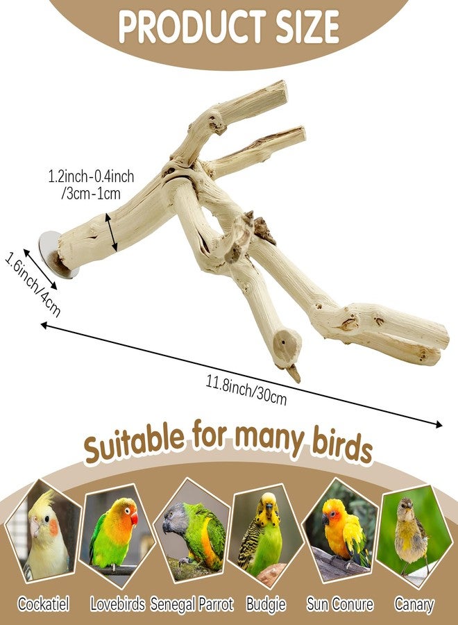 kathson Bird Perch Stand 11.8" Nature Wood Stand Toy Parrot Cage Branch Paw Grinding Fork Parakeet Platform for Parakeets Cockatiels Conures Finches Love Birds - Image 2