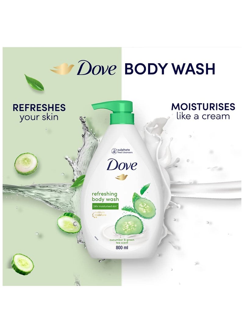 دوف غسول الجسم المنعش من دوف برائحة الخيار والشاي الأخضر لبشرة ناعمة ورطبة لمدة 24 ساعة 825 - Image 2