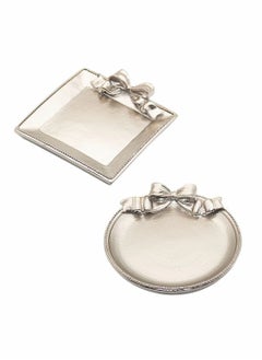 Y&D Vintage Decorative Tray, Storage Tray Plate Jewelry Small Ornament Ring Chain Bracelet Earring Cosmetic Box Retro Design Bow Resin  - Image 1