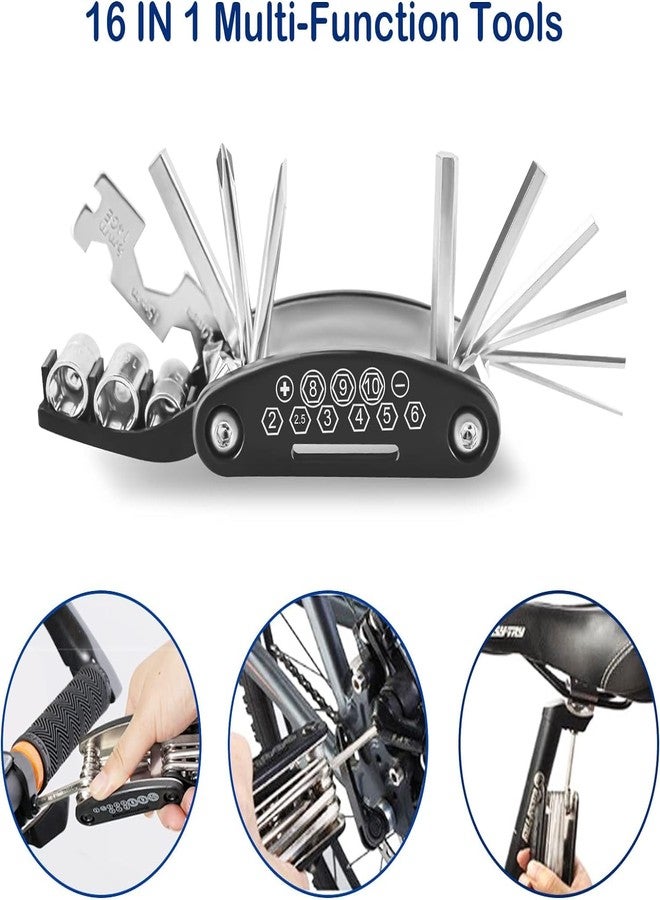 NDakter Bike Accessories with Tire Repair, Waterproof Bike Frame Storage Bag, Bicycle Pump, 16 in 1 Multitool & Bike Tyre Lever Patch, Portable Bike Repair Tool Kit for Road MTB Mountain Bike Cycling - Image 4